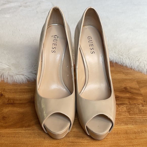Guess | Nude Patent Peep Toe Heels | 8 - Picture 2 of 16